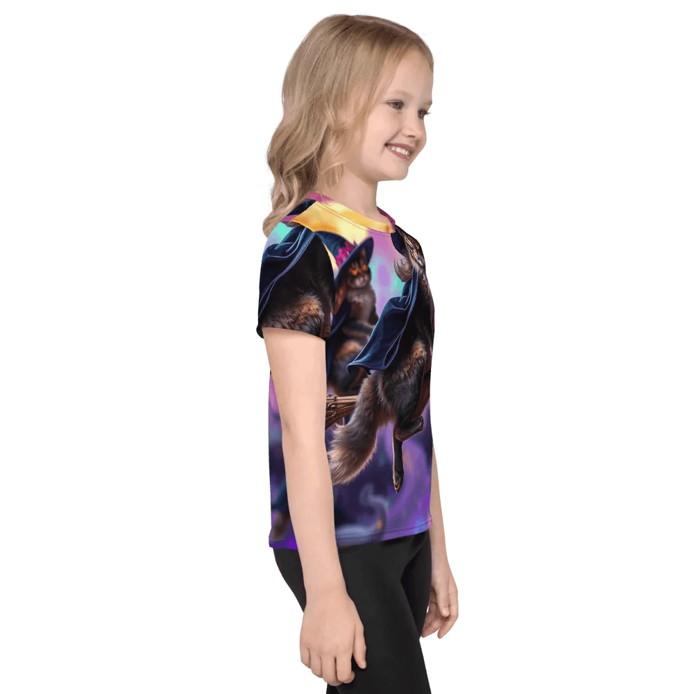 Cat Broom Crew Kids T Shirt product image (5)