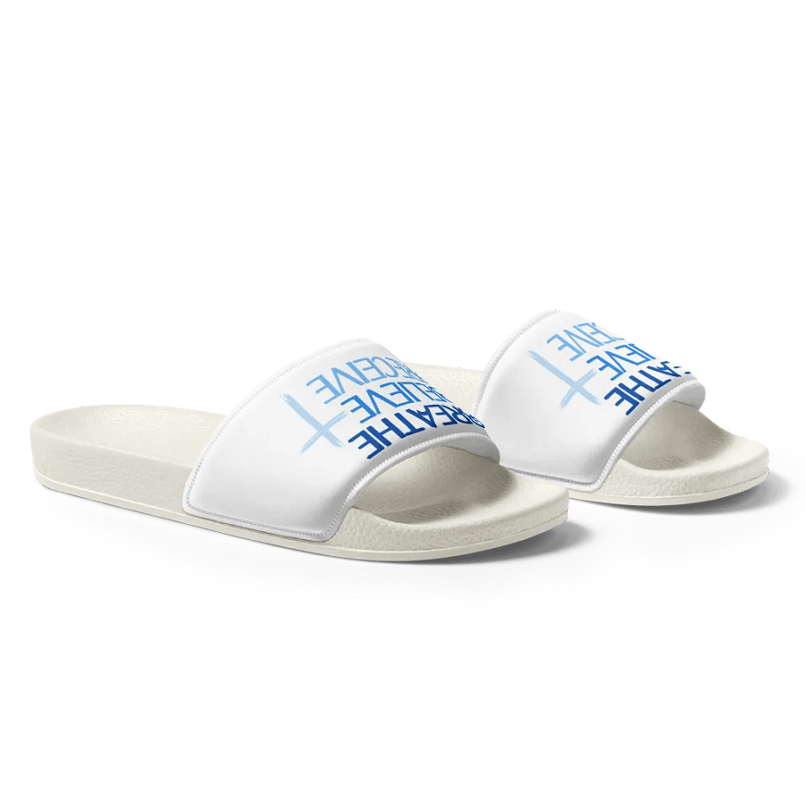 BREATHE BELIEVE RECIEVE WOMEN'S SLIDES, INSPIRATIONAL MOTIVATIONAL, SELF-AFFIRMATION, POSITIVE VIBES, GIFT IDEA product image (3)