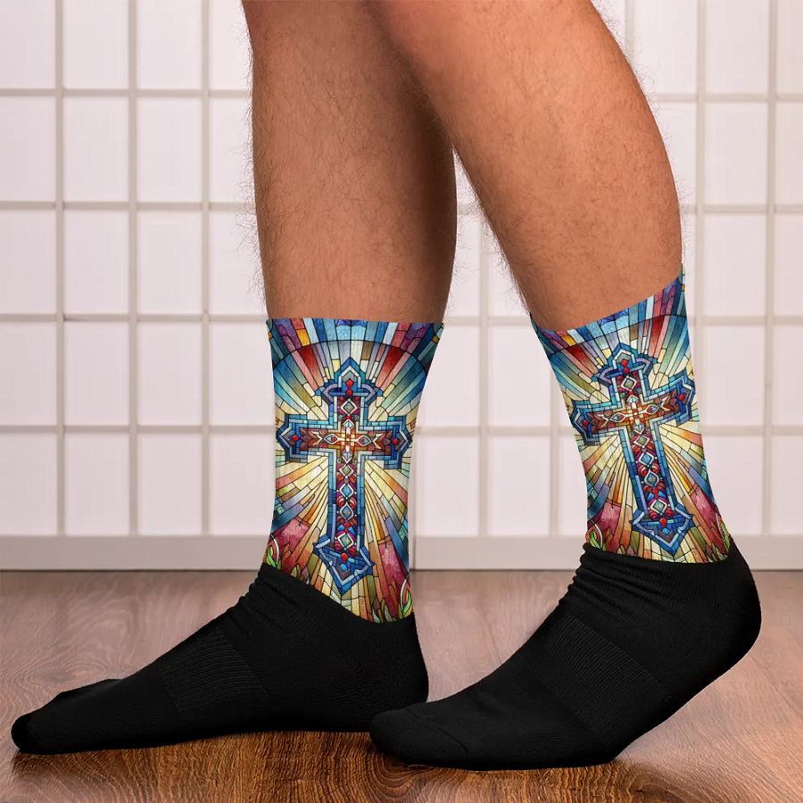 Stain-glass Style Cross - Socks product image (10)