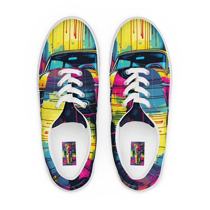 Pop Art Christine the car, women's Lace-Up Canvas Shoes product image (1)