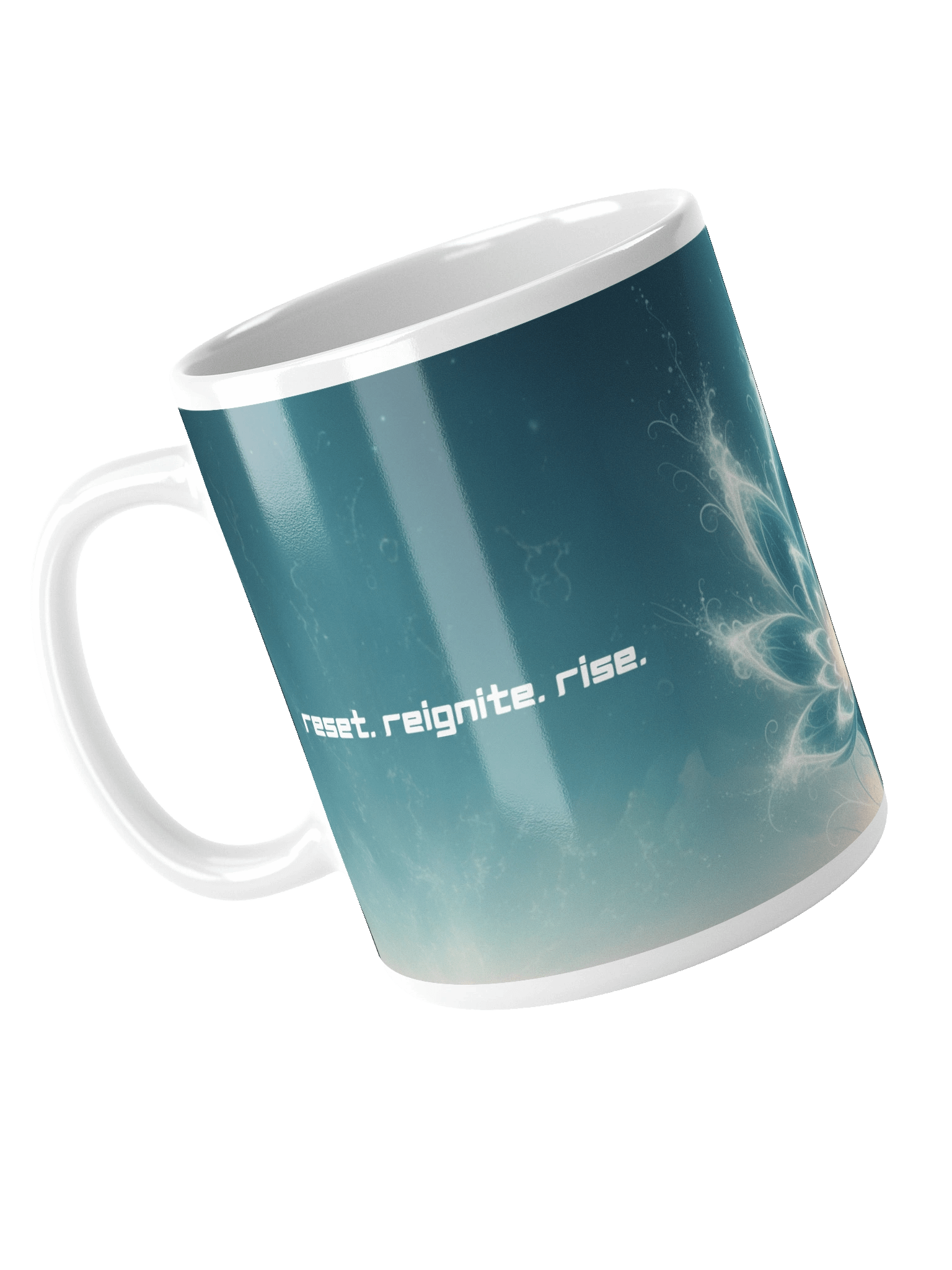 Reset. Reignite. Rise. Momentum Mug – Teal Bloom product image (2)