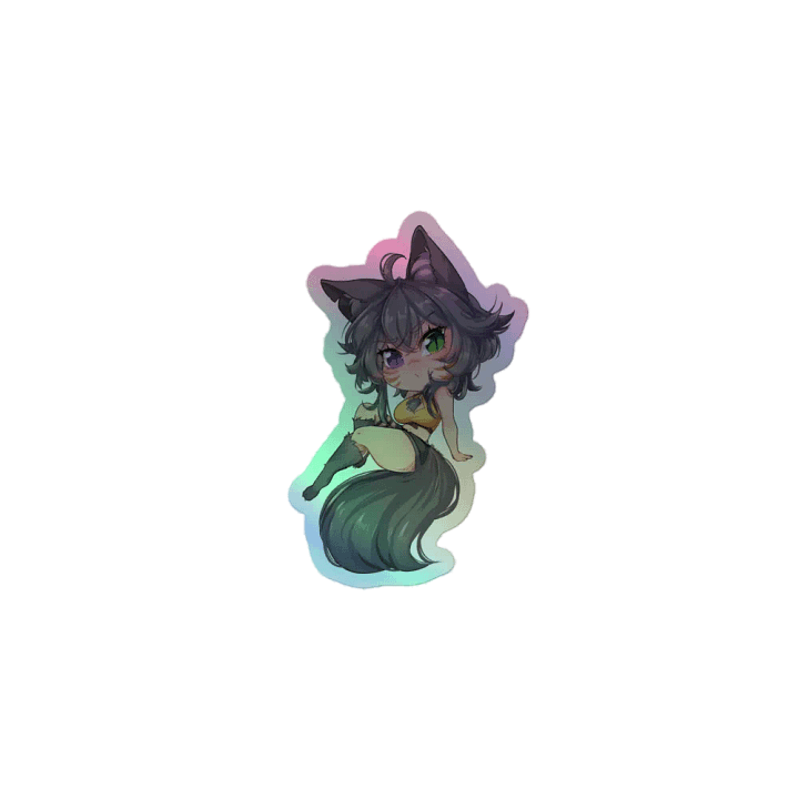 WolfcatRisi Broody Chibi Holographic Sticker product image (1)