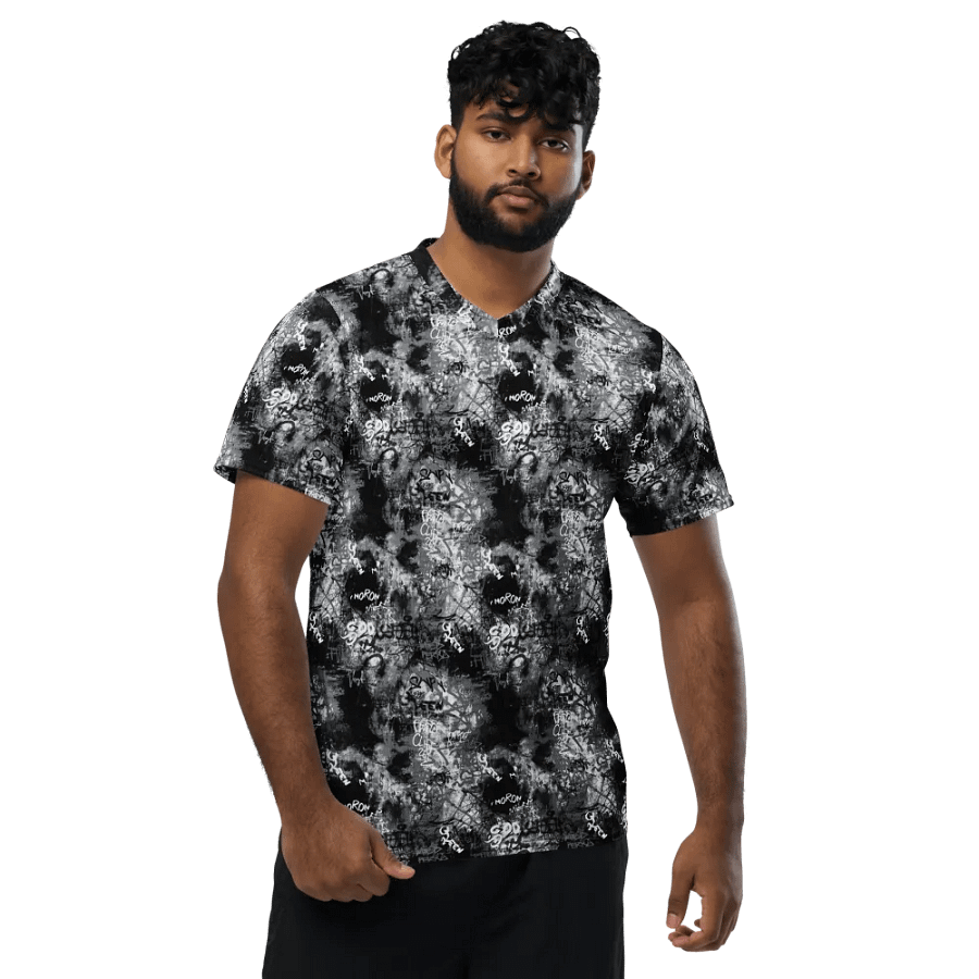 Black and White Graffiti | Recycled Unisex Sports Jersey product image (1)