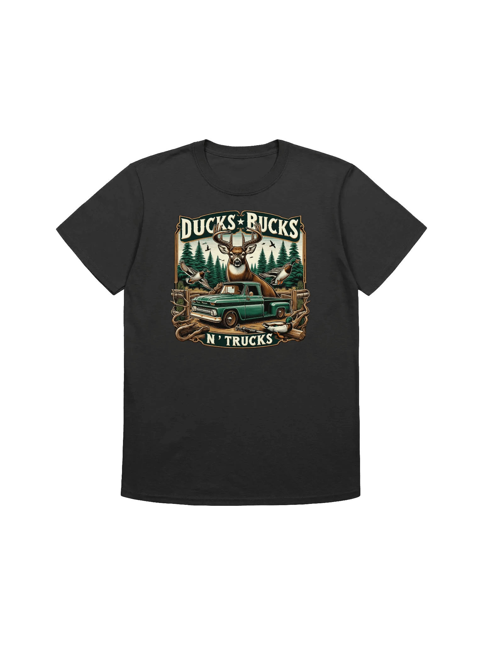 Hunting - Ducks Bucks n' Trucks - Vintage Outdoor Adventure Graphic T-Shirt product image (3)