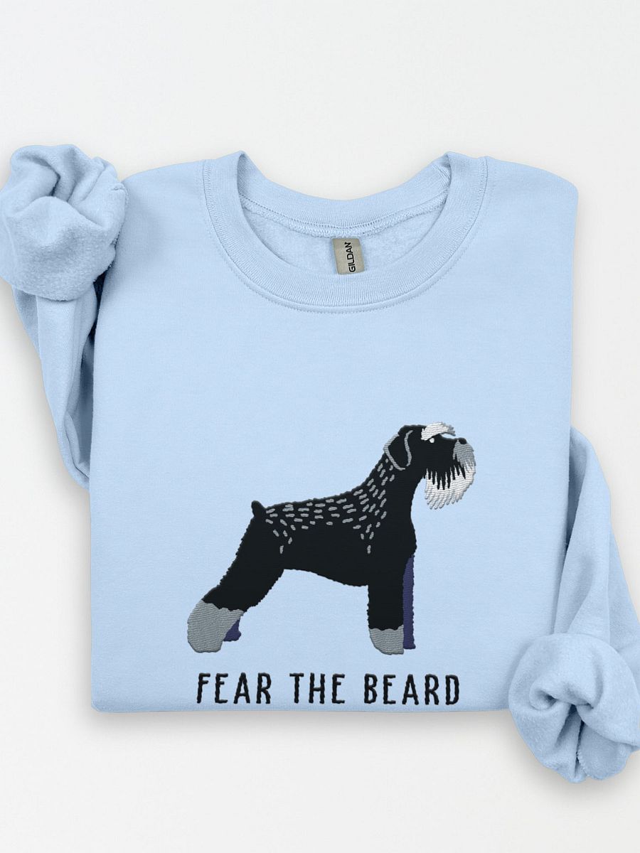 Fear the Beard Sweatshirt (Embroidered) of a Schnauzer(Black & Silver) product image (1)