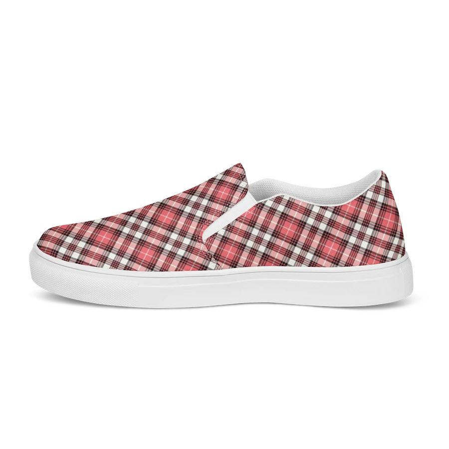 Coral Pink, Black, and White Plaid Women's Slip-On Shoes product image (6)