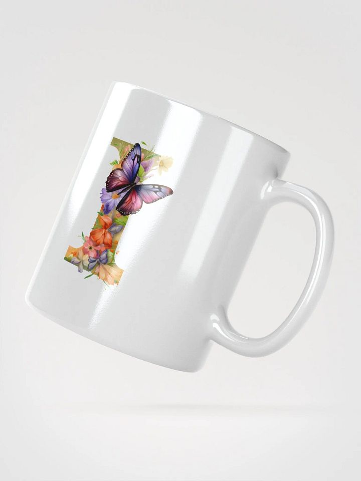 Letter I Monogram Floral Fantasy White Glossy Mug product image (6)