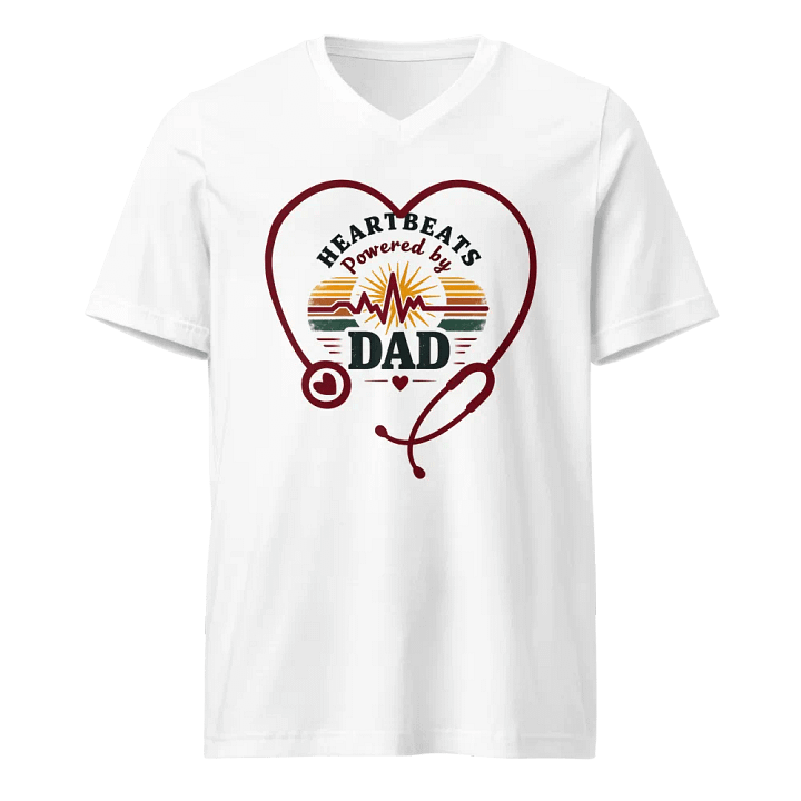 stethoscope heart, ekg Heartbeats Powered by Dad V-Neck Tee product image (1)