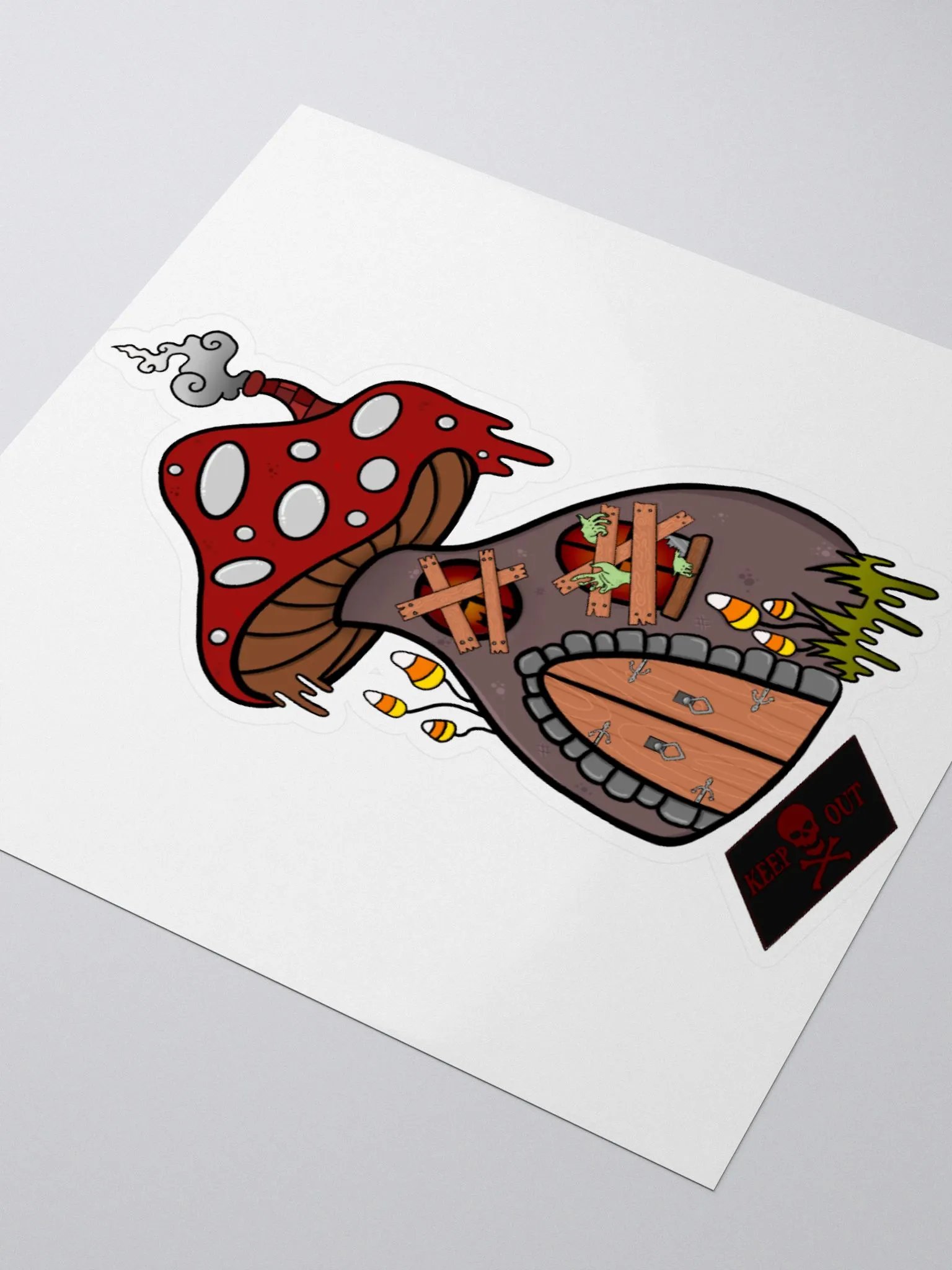 Zombie Mushroom House Sticker product image (10)