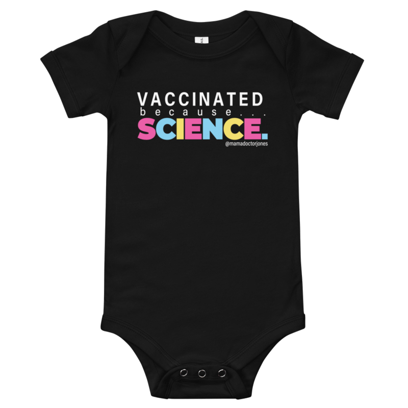 Vaccinated Because Science Baby Onesie - Black product image (1)