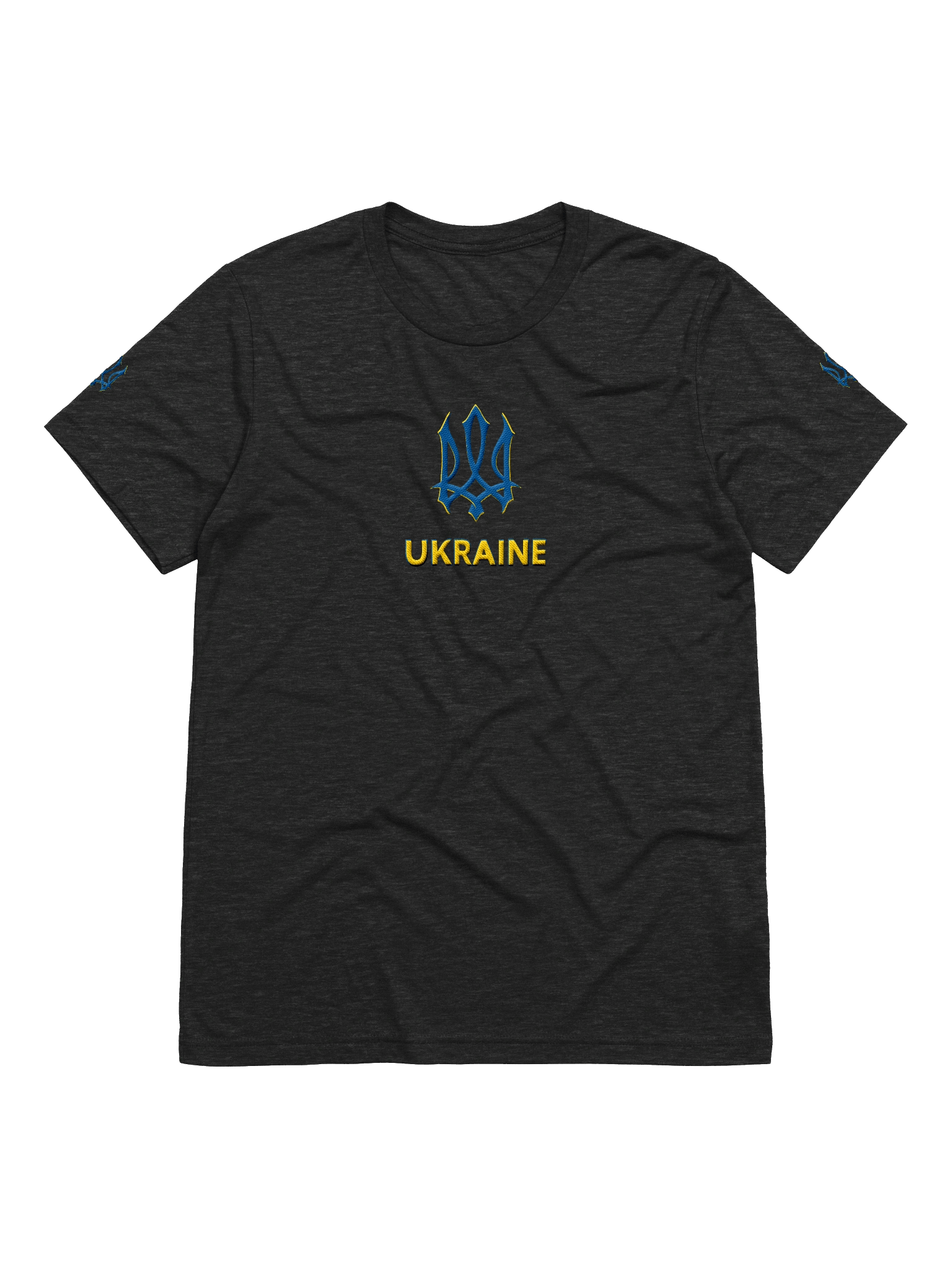Ukraine Trident Blue Yellow Ukrainian Coat Arms Official Symbol | Bella+Canvas Triblend Short Sleeve T-Shirt | Embroidered product image (9)