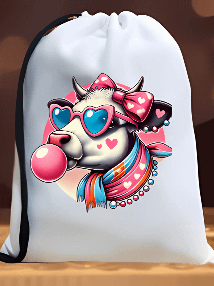 Cute Cow Valentine Sack Sublimation Design – high-quality 300 DPI PNG digital download product image (1)