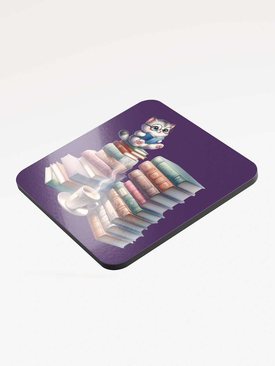Whiskered Reader Cork Coaster product image (3)