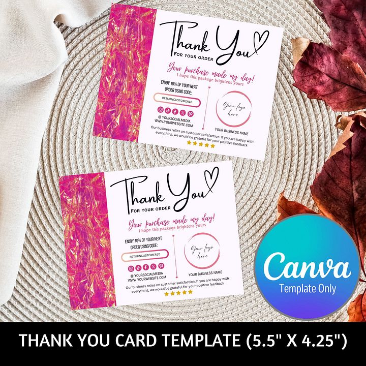 Pink Marigold - Thank You Card Template product image (1)