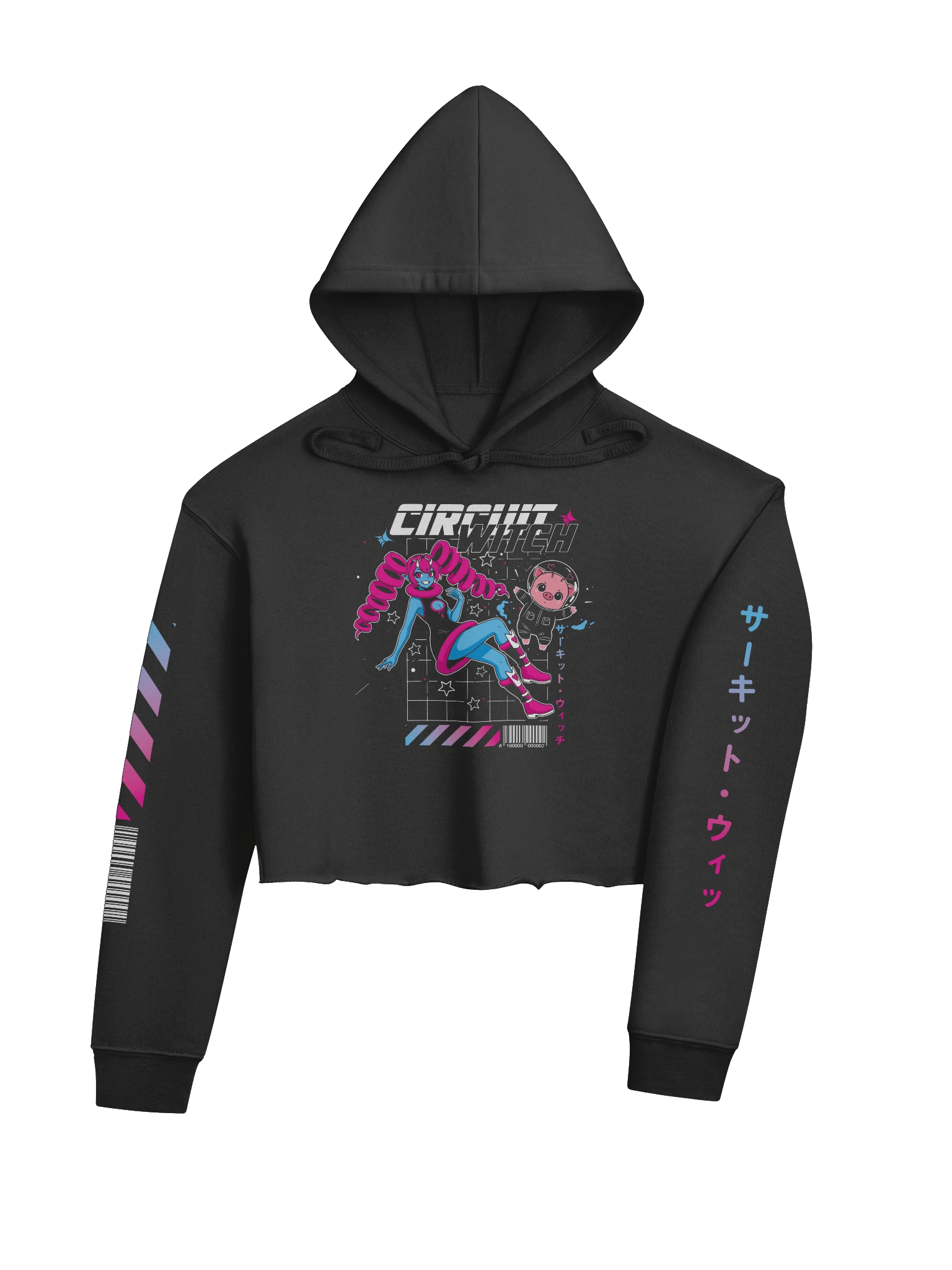 Circuit Witch & PuuPuu The Space Pig Cyberpunk Style - Crop-Top Hoodie (S-2XL) product image (4)