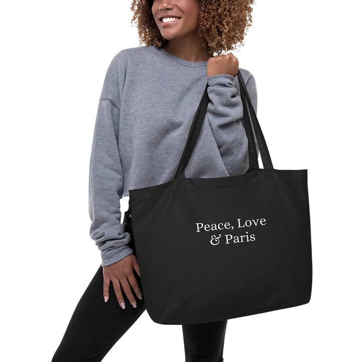 Peace, Love and Paris Organic Tote Bag Black product image (1)