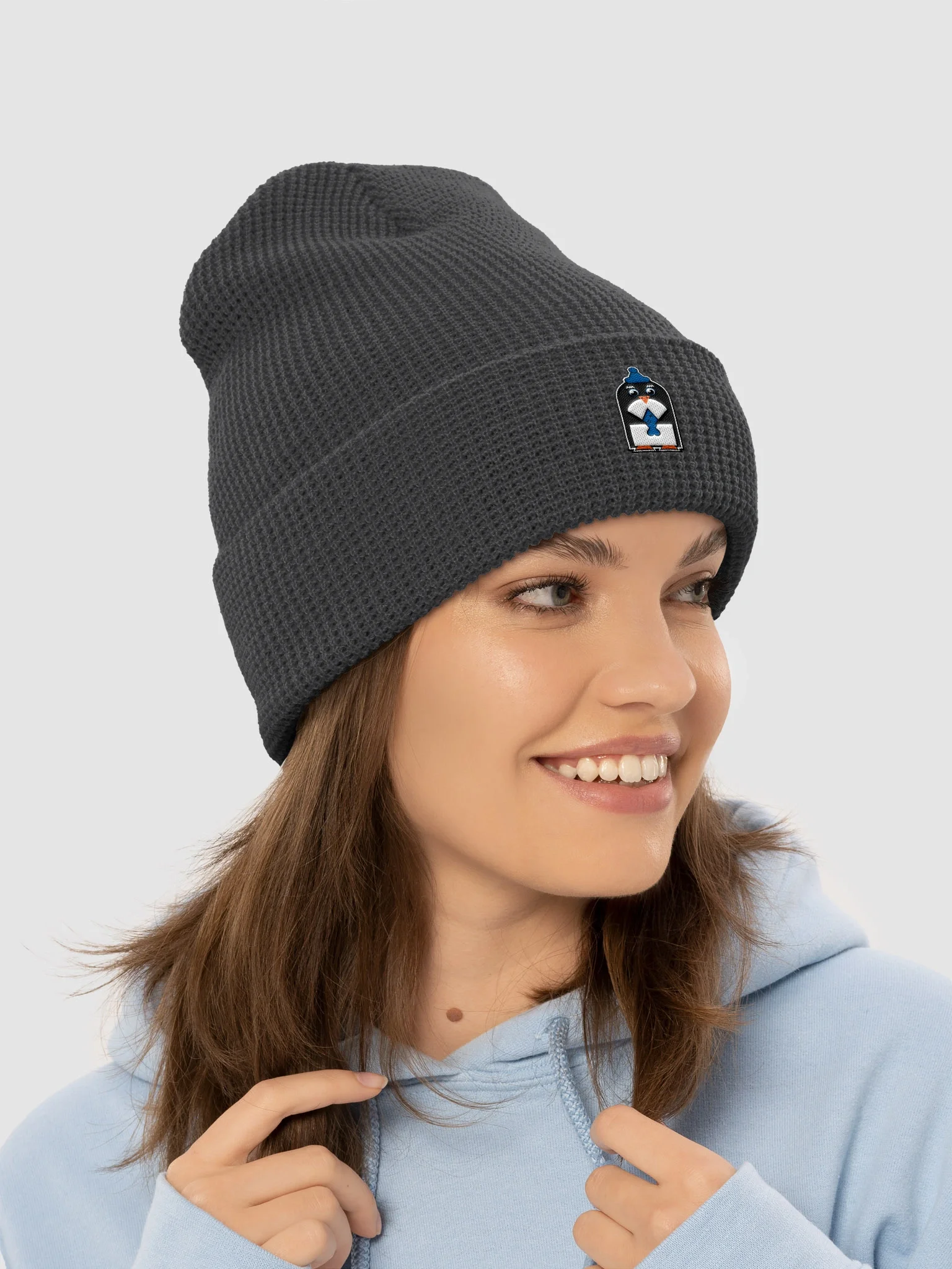Geometric Penguin With A Fish Waffle Beanie product image (32)