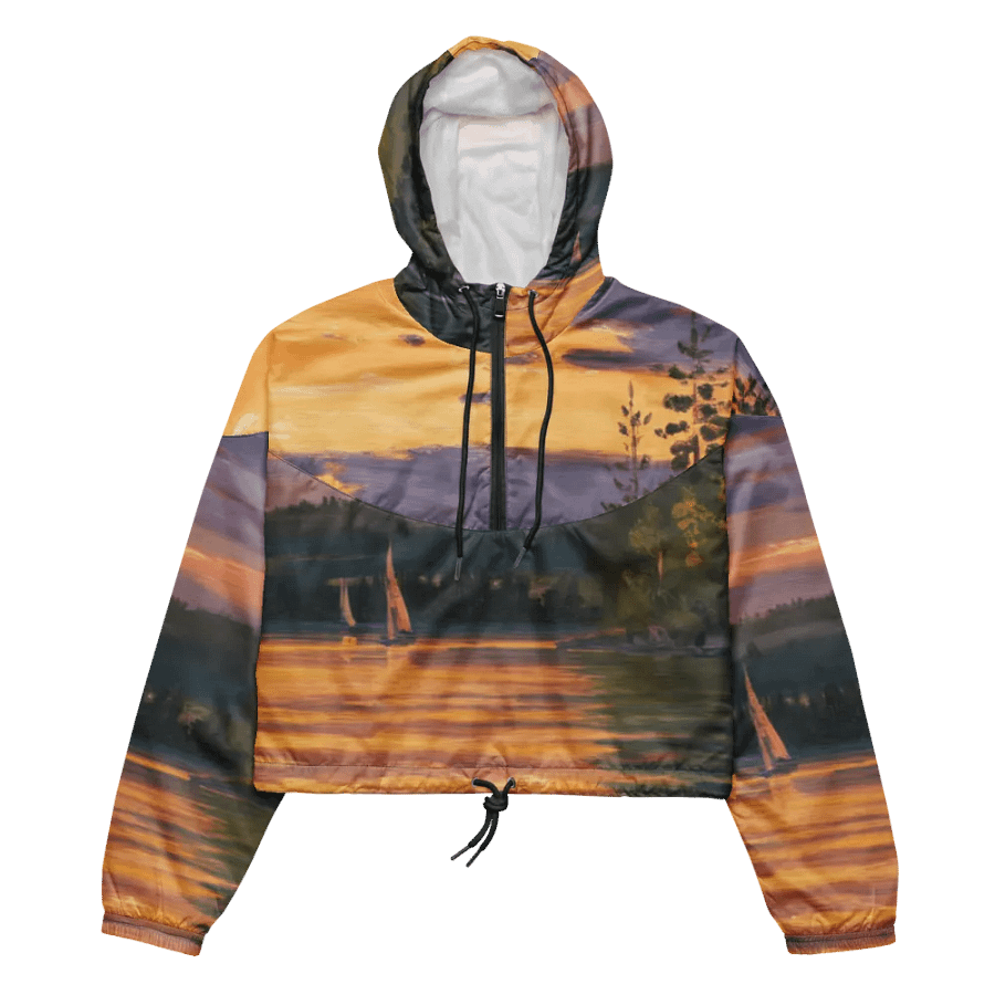 Sunset Lake Sailing, Women's Cropped Windbreaker product image (4)