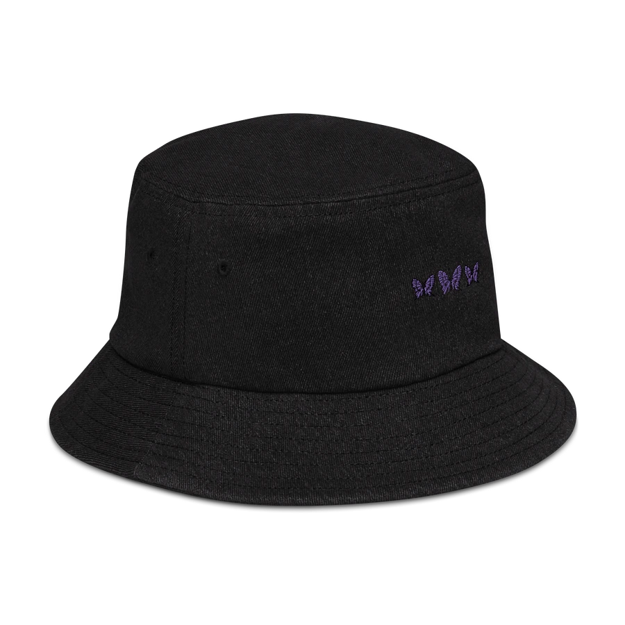 Lilac Butterfly Embroidered Bucket Hat in Black product image (3)