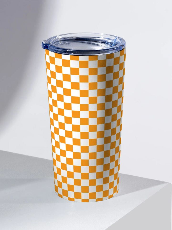 Checkered! Orange and White Checkers 20 oz Stainless Steel Tumbler product image (2)