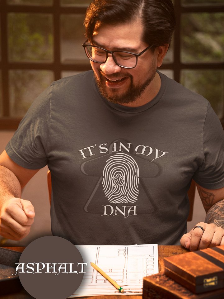 Meeple DNA Shirt for Board Gamers, Fingerprint Meeple Board Game T-shirt, It's in my DNA grey product image (1)