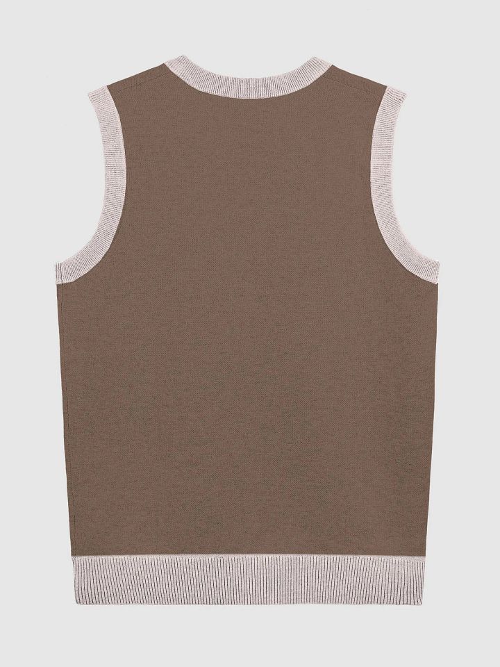 PLEASE DON'T MAKE ME TALK (light pink and brown) knitwear vest product image (6)