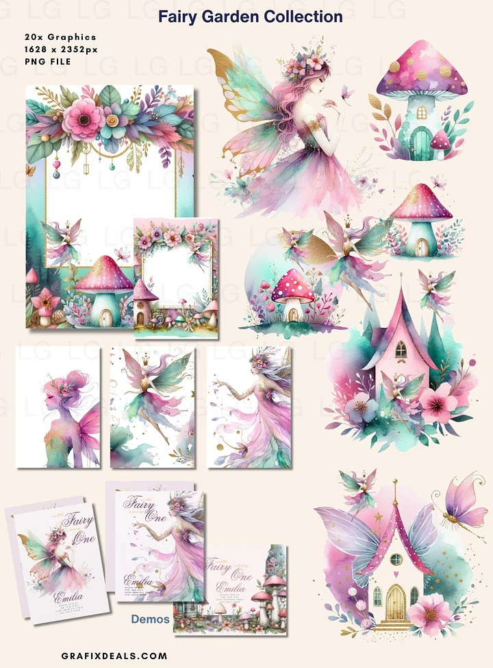 Beautiful Fairy Garden Graphics - Commercial POD Use product image (1)