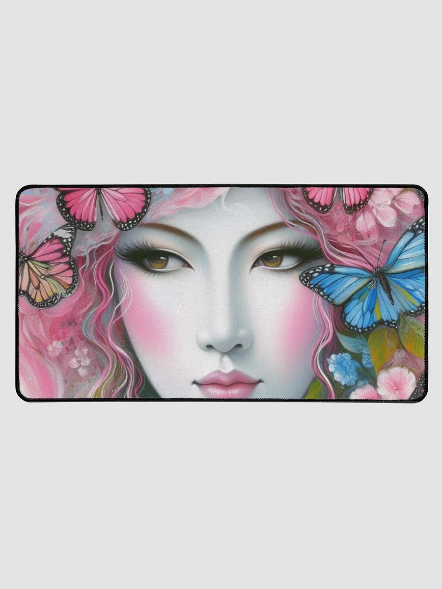 Woman With Pink Butterflies Desk Mat product image (1)