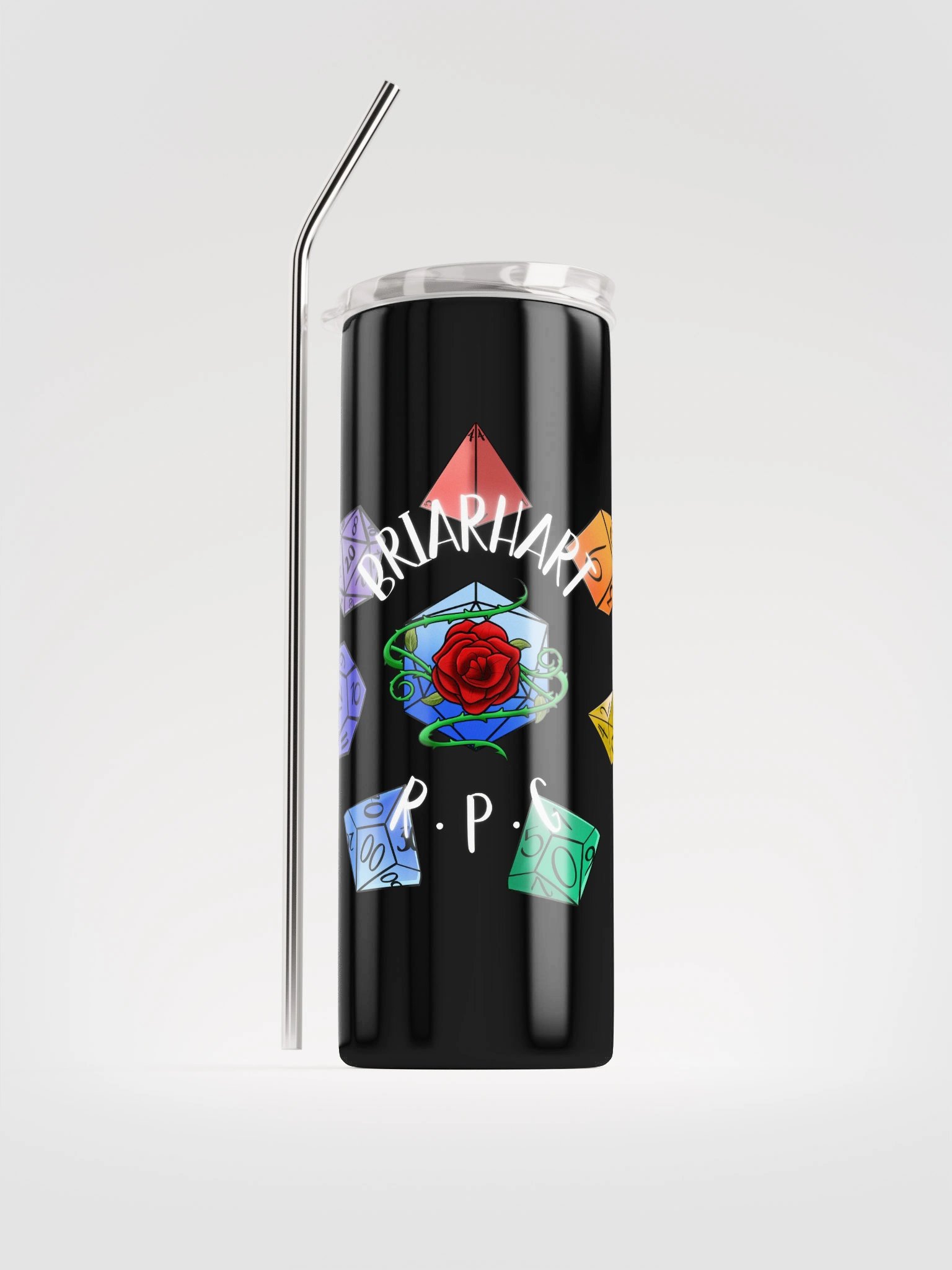 BriarHart RPG Stainless Steel Tumbler w/Straw - PRIDE 2025 - Black product image (1)