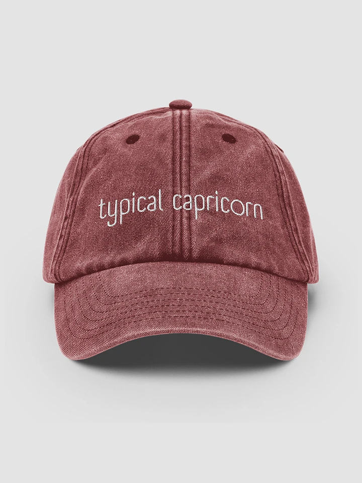 Typical Capricorn White on Red Vintage Wash Dad Hat product image (2)