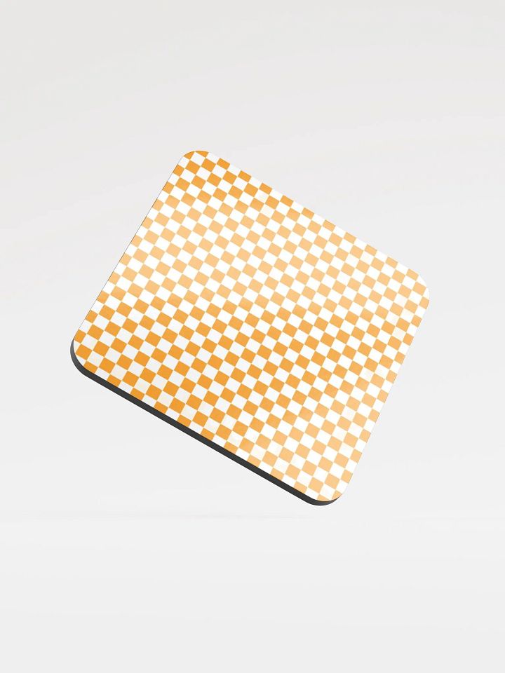 Checkers! Orange and White Checkered Cork Coaster product image (1)