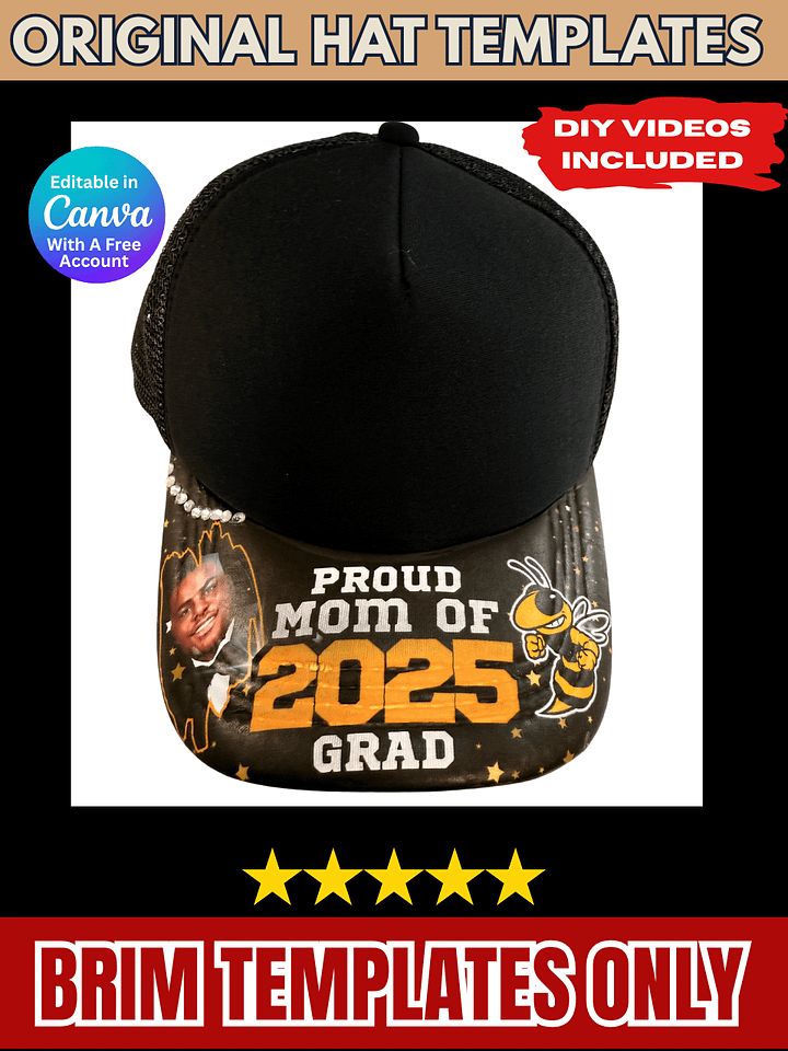 How to add an Image to the Bottom Brim of Your Hat - Original Templates and Videos - PDF PSD PNG Editable in Canva product image (2)