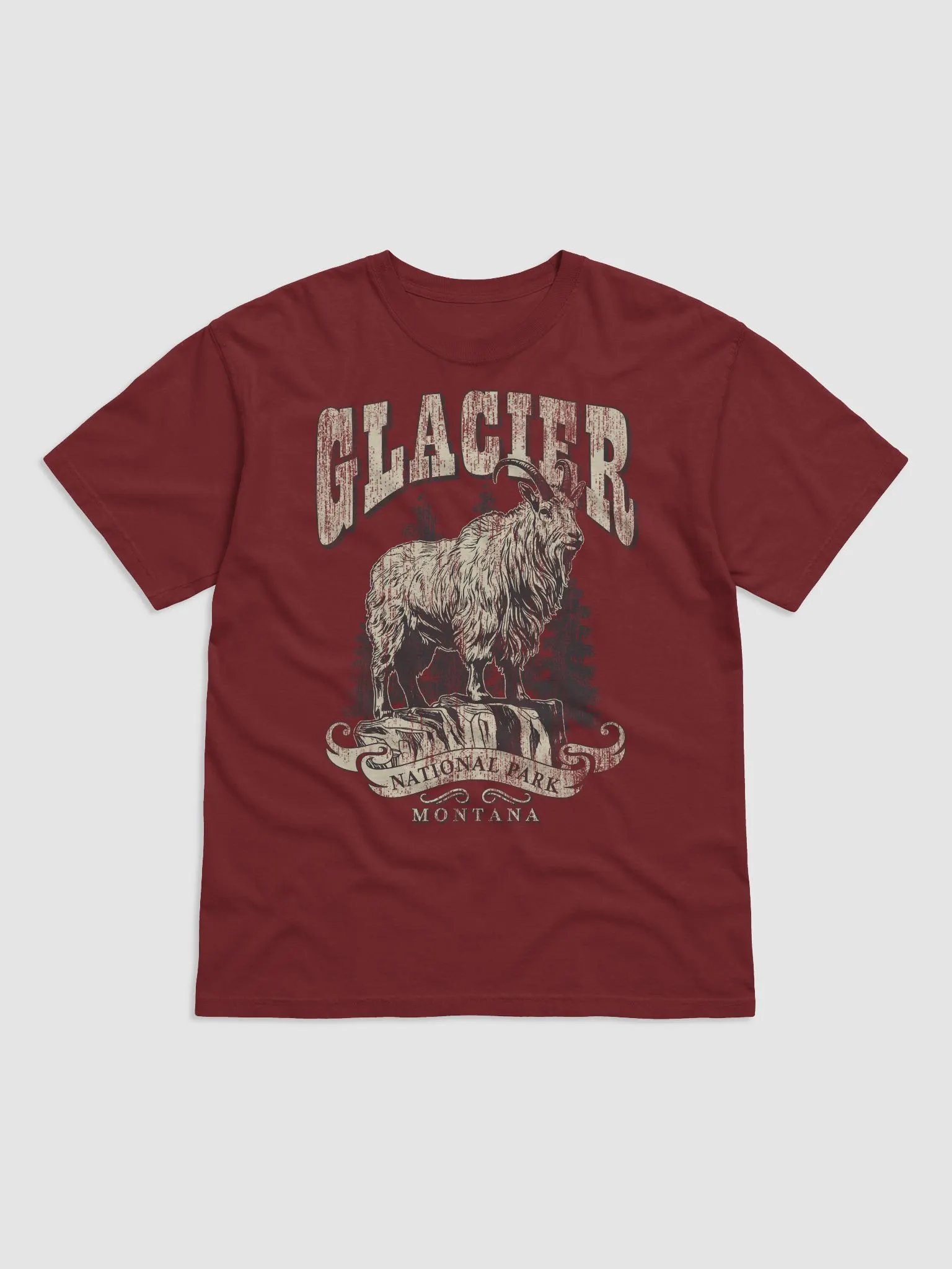 Glacier National Park, Montana Tee | Vintage-Style Grunge Western Shirt of a Mountain Goat product image (12)