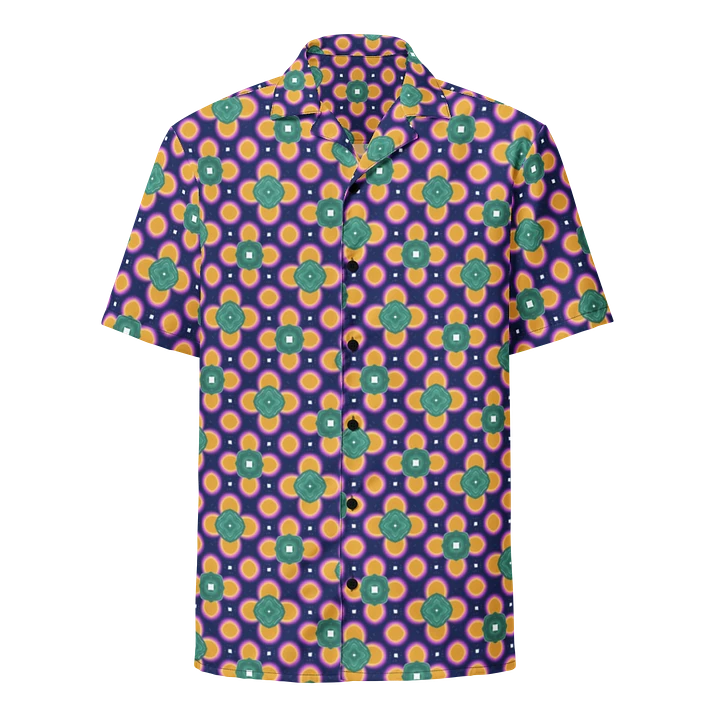 Hawaiin Style Shirt, Button Up, Unisex, Purple-Teal Green-Gold product image (1)