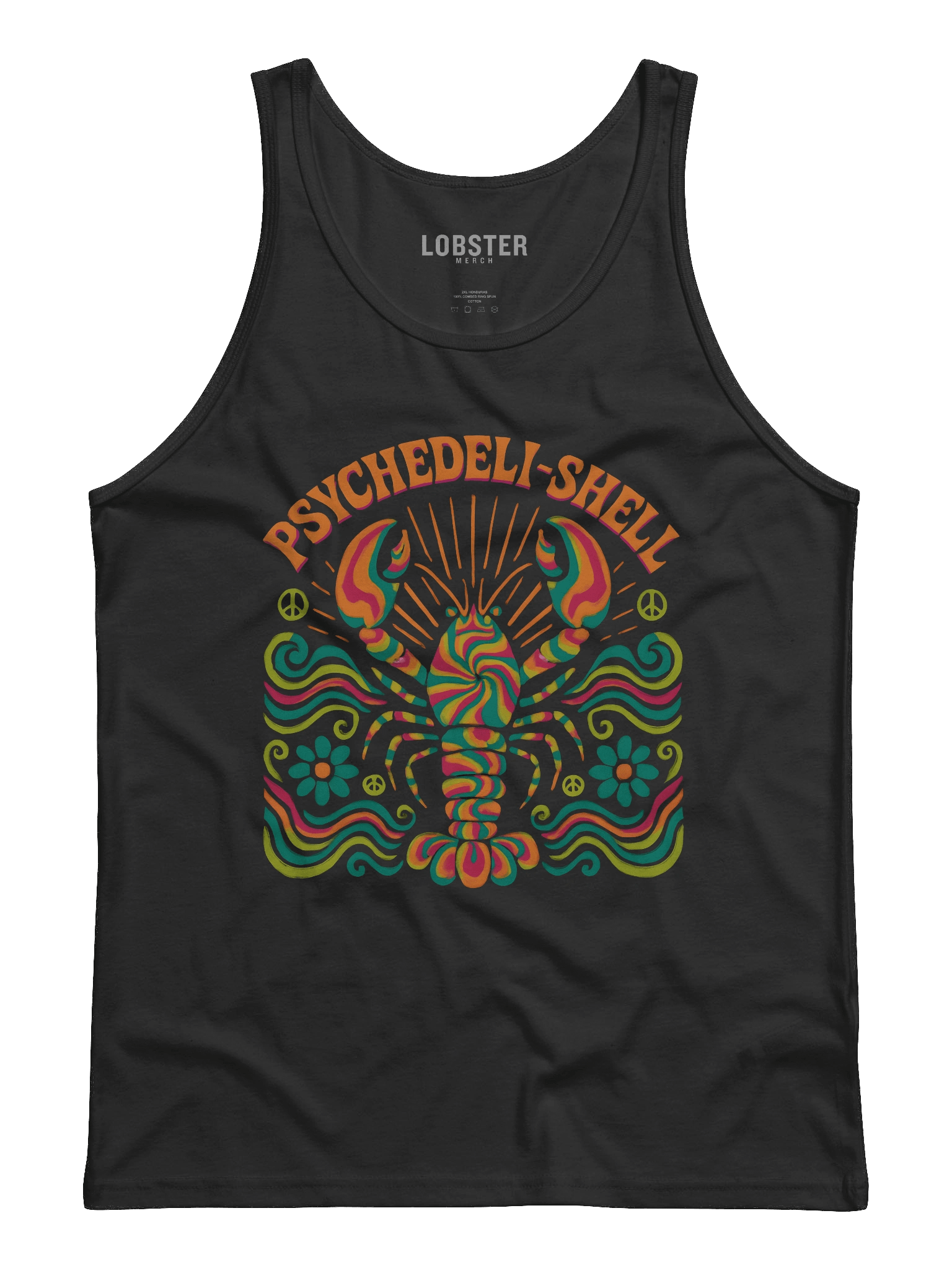 Psychedeli-shell Tank Top | 70s Hippie Lobster Psychedelic Tee product image (1)