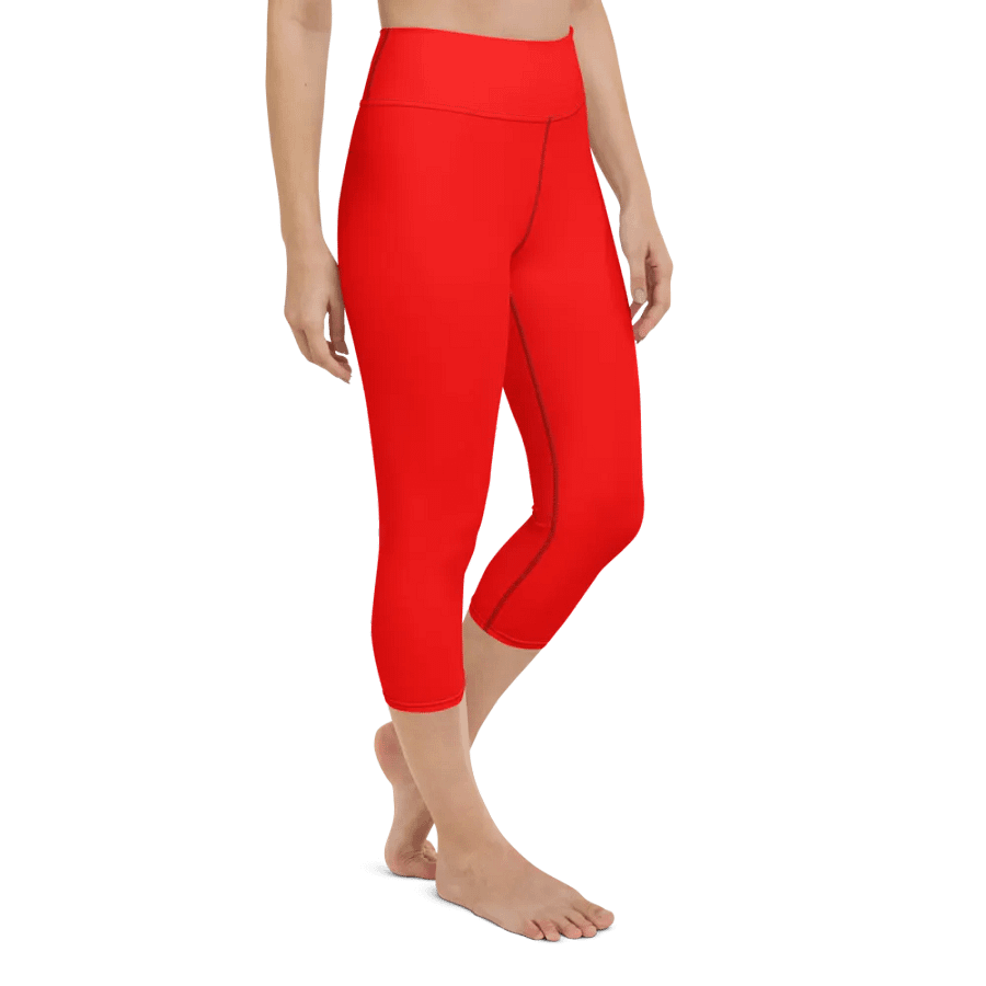 Plain Color Red Yoga Capri Leggings product image (6)