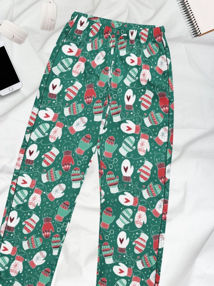 Festive Winter Mittens Pattern (Red & Green) Pyjama Pants product image (1)