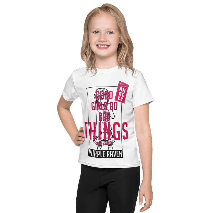 Kids Crew Neck T-Shirt Good Girl Lettering All-Over Print product image (1)