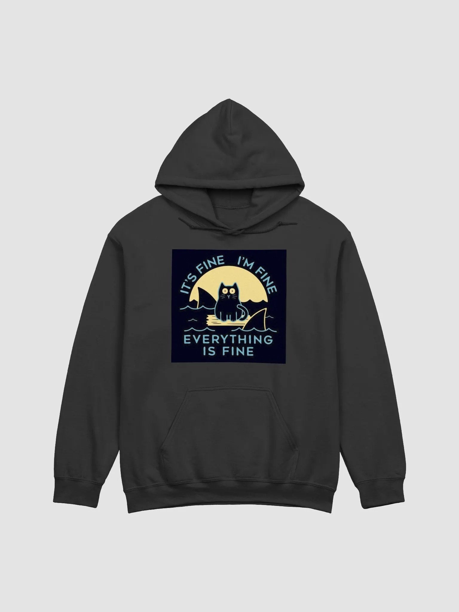 Ocean Cat Humor Everything Is Fine Hoodie product image (3)