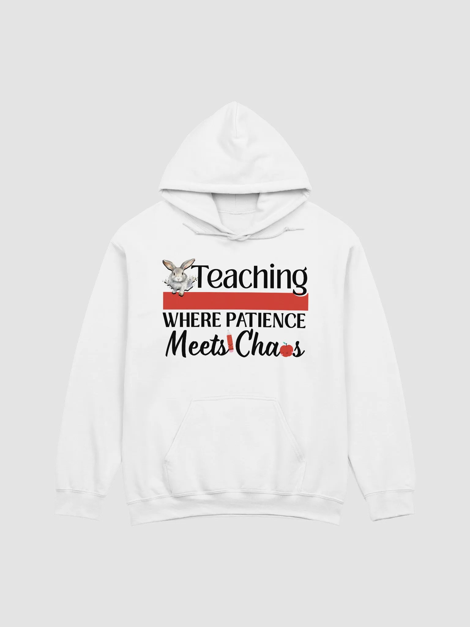 Bunny Teaching Where Patience Meets Chaos, Teachers Gildan Hoodie product image (2)