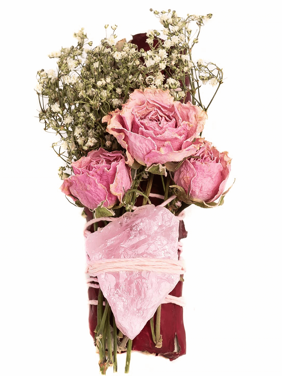 Floral Sage/Rough Rose Quartz Crystal Cleansing Bundle product image (1)