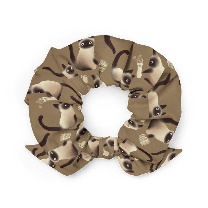 Siamese Cats Knocking Stuff Over Patterned Scrunchie product image (2)