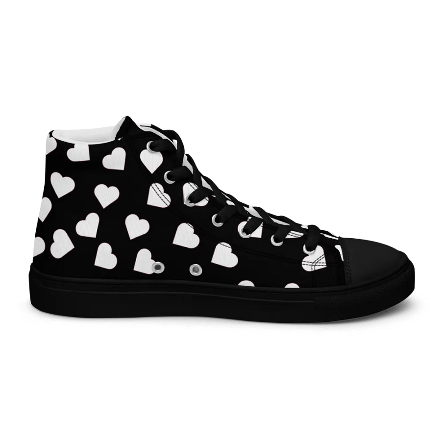 Love Pattern 5 Black and White Ladies High Top Canvas Shoes product image (11)