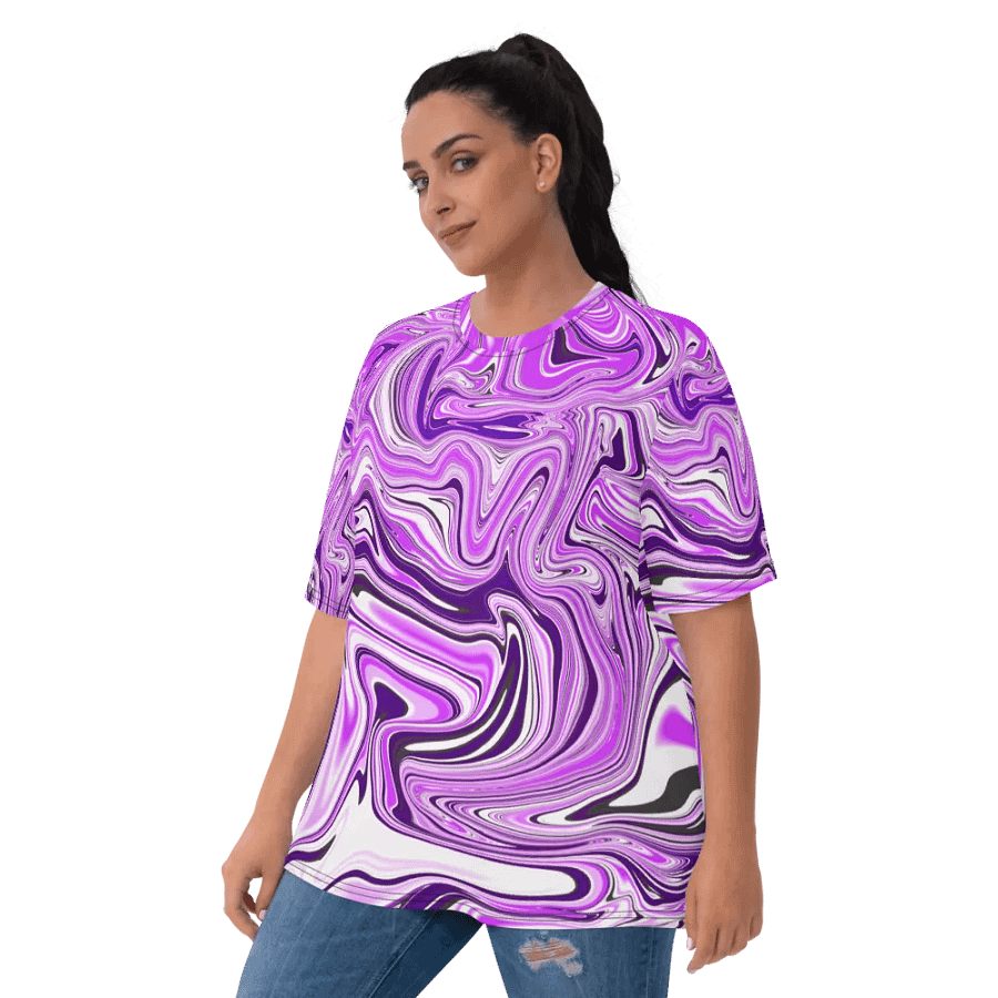 Women's Crew Neck Tshirt - Purple Digital Fluid Art product image (5)