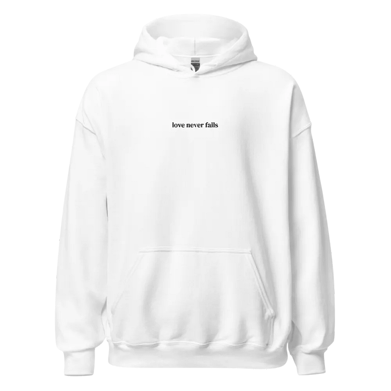 Minimalistic Unisex Love Never Fails Embroided Hoodie (Black Embroided)