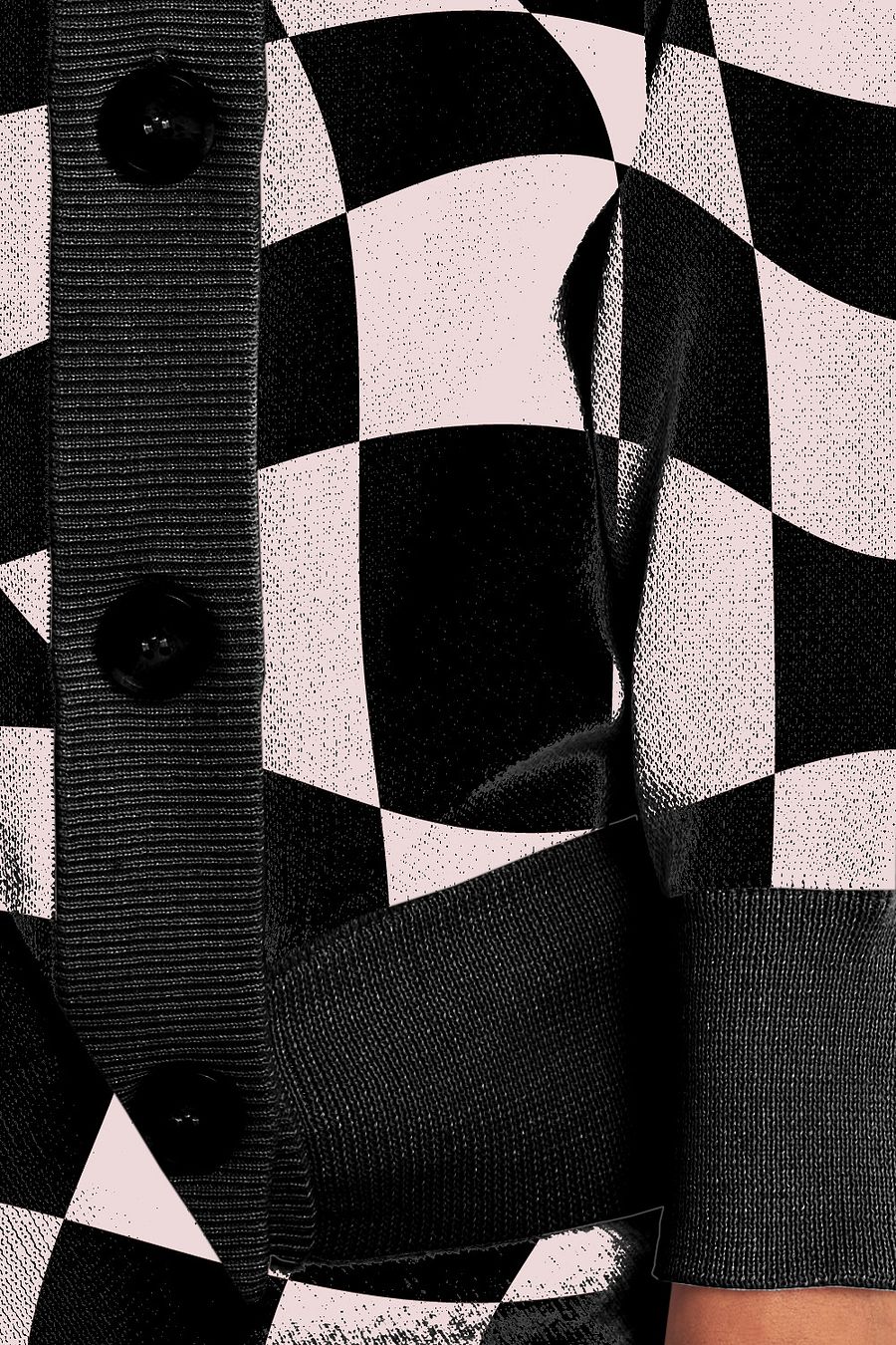 Distorted Check Pink Black Cardigan Sweater product image (14)
