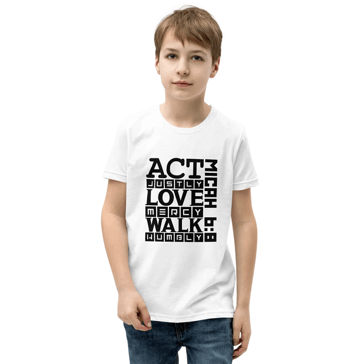 'Act Justly' Micah 6:8 Youth Short Sleeve Unisex T-Shirt product image (4)