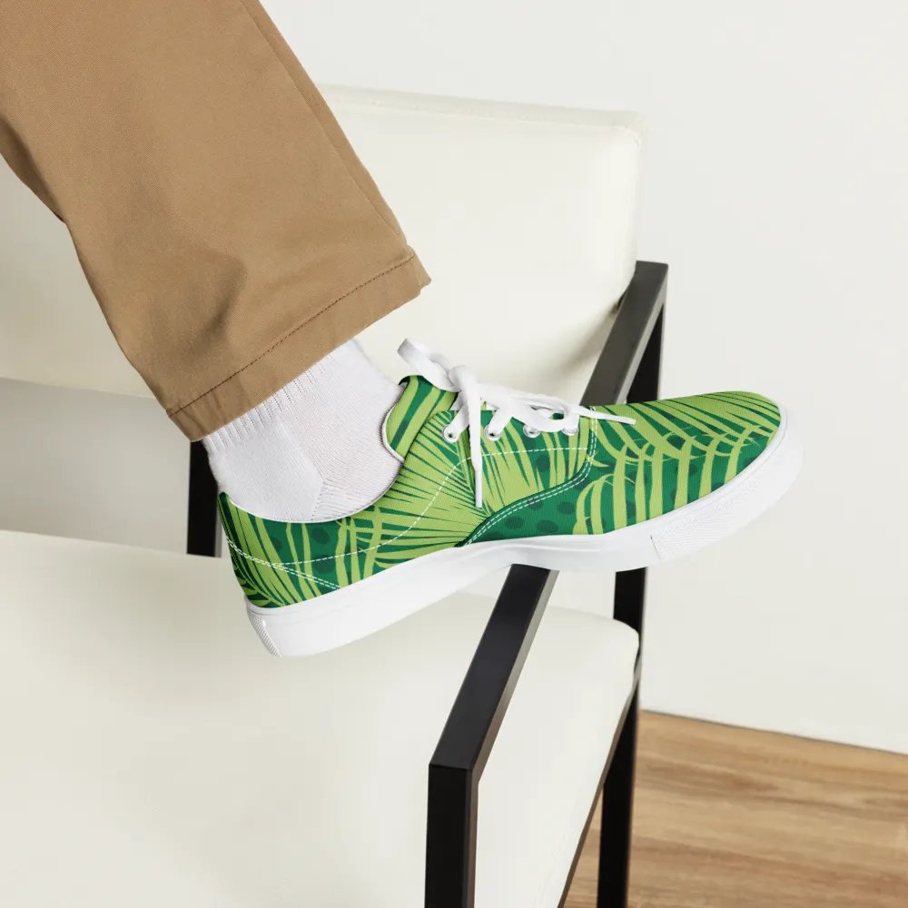 Tropical Palm Leaves Men's Lace-Up Canvas Shoes product image (7)