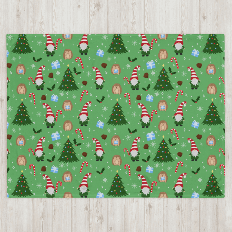 Christmas with my Gnomies in Green Throw Blanket product image (5)