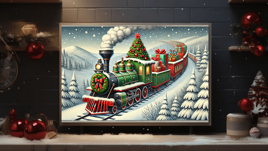 Mesmerizing Christmas Train A Nostalgic Winter Journey - Frame TV V product image (2)